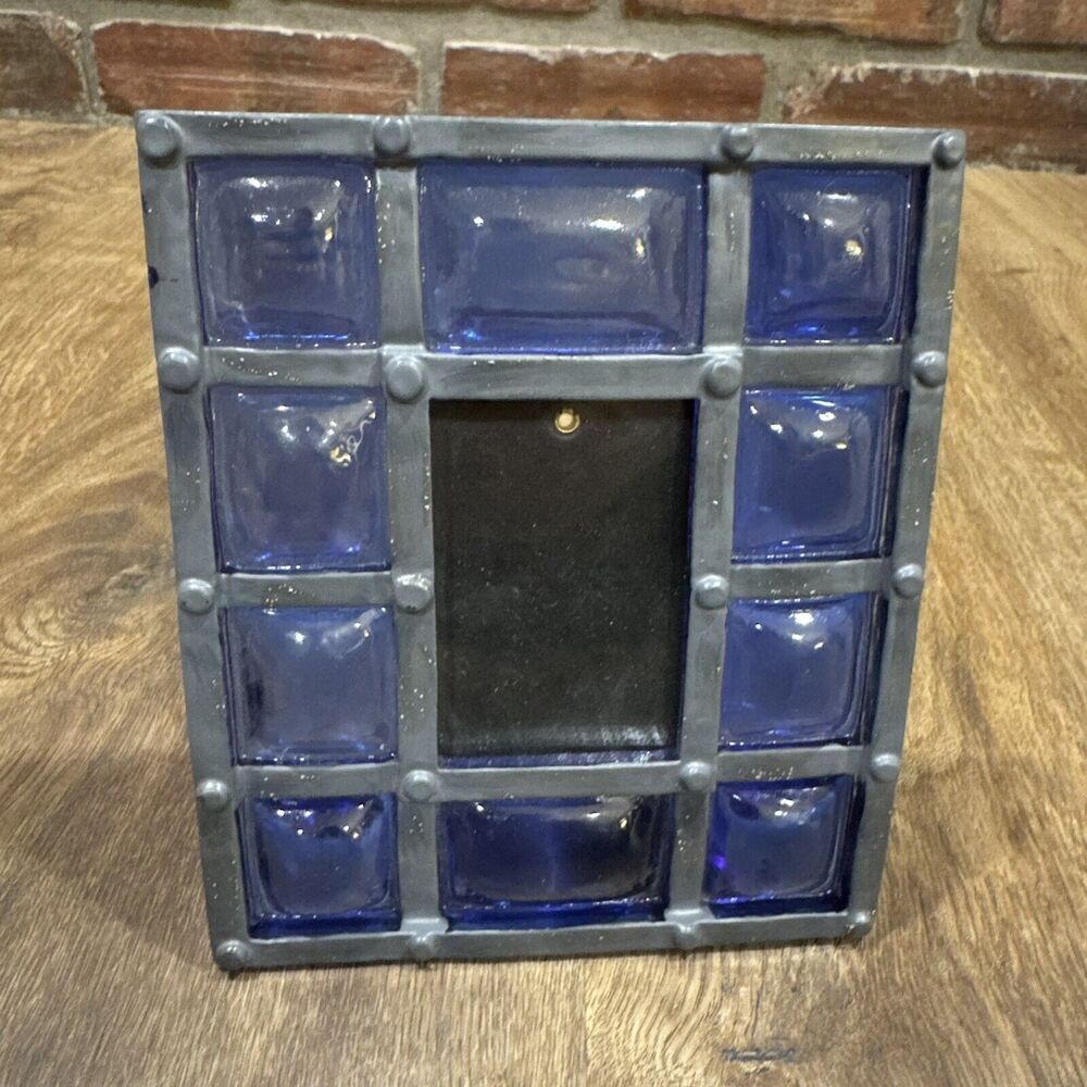 Vintage? Clear Blue Plastic? Standing Picture Frame For 2x3 Prints - BUB